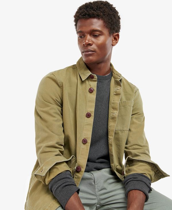 Barbour Washed Cotton Overshirt Ελιά | BABO87592