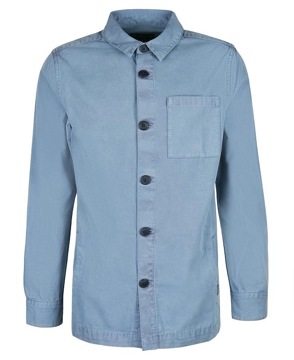 Barbour Washed Cotton Overshirt μπλε | BABO87593