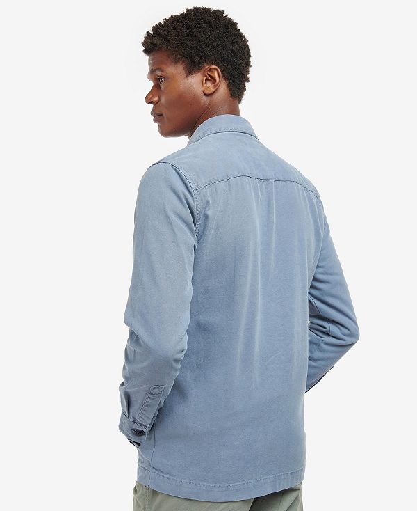 Barbour Washed Cotton Overshirt μπλε | BABO87593