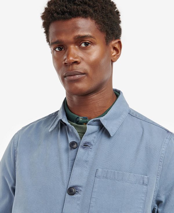 Barbour Washed Cotton Overshirt μπλε | BABO87593