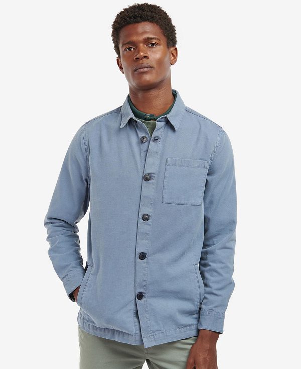Barbour Washed Cotton Overshirt μπλε | BABO87593