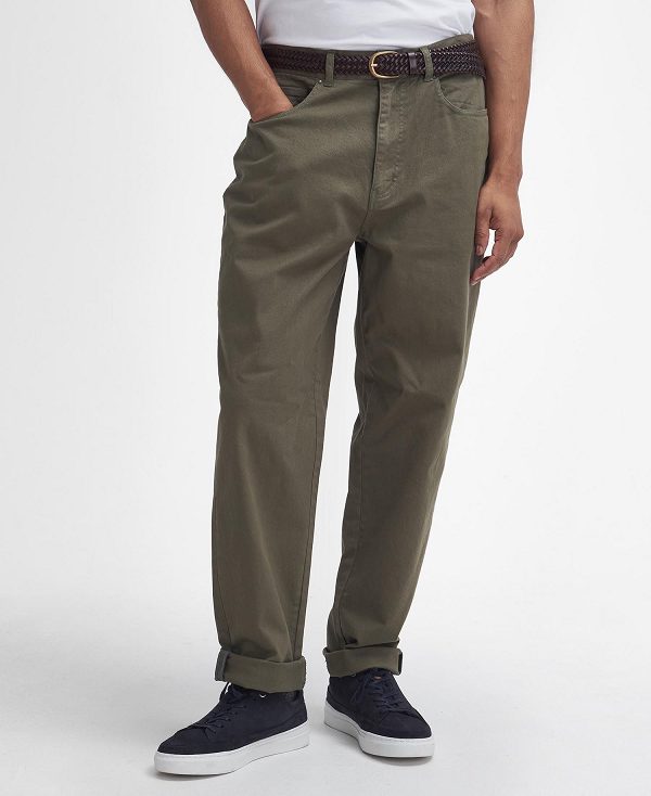 Barbour Washed Stretch Regular Trousers πρασινο | BABO88829