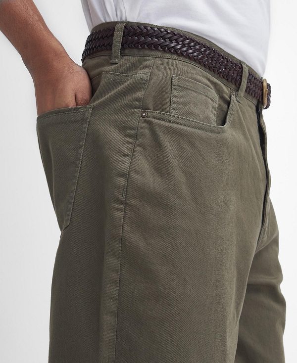 Barbour Washed Stretch Regular Trousers πρασινο | BABO88829