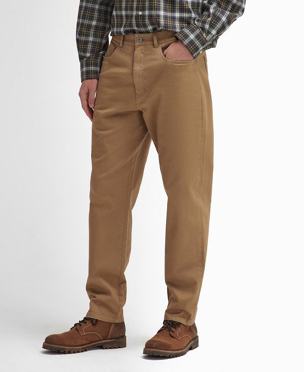 Barbour Washed Stretch Regular Trousers καφε | BABO88835