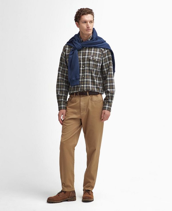 Barbour Washed Stretch Regular Trousers καφε | BABO88835
