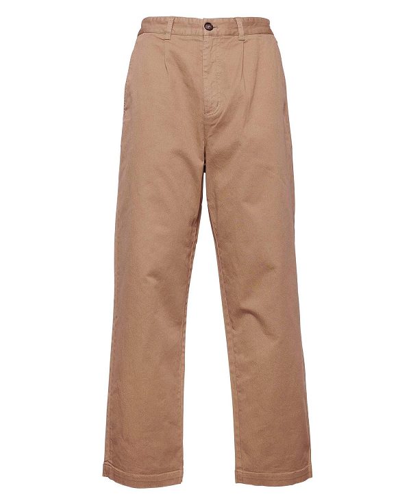 Barbour Washed Stretch Relaxed Trousers Μπεζ | BABO88830