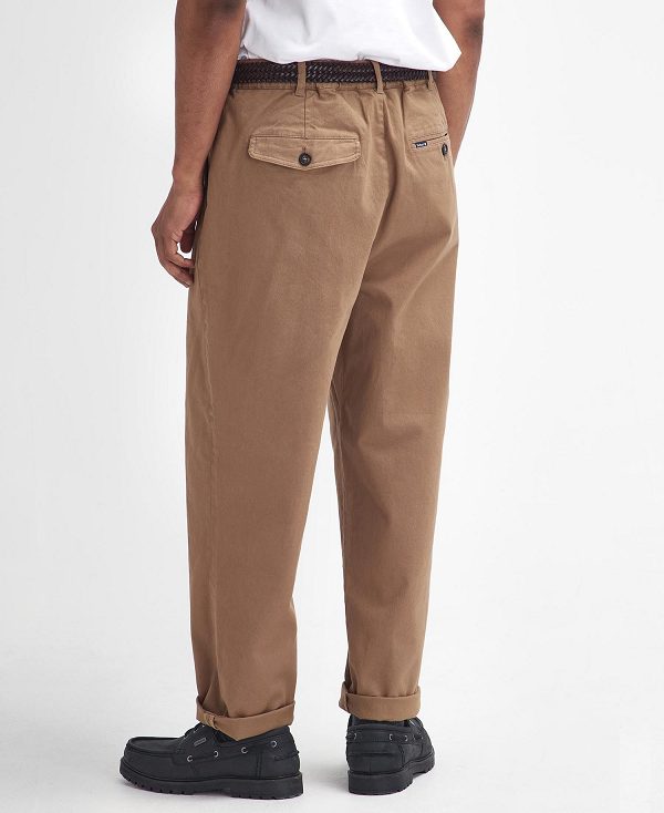 Barbour Washed Stretch Relaxed Trousers Μπεζ | BABO88830