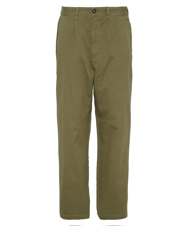 Barbour Washed Stretch Relaxed Trousers πρασινο | BABO88837