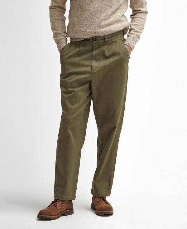 Barbour Washed Stretch Relaxed Trousers πρασινο | BABO88837