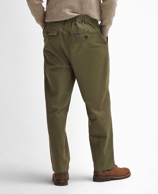 Barbour Washed Stretch Relaxed Trousers πρασινο | BABO88837