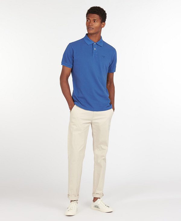 Barbour Washed-out Sports Polo Shirt μπλε | BABO88039