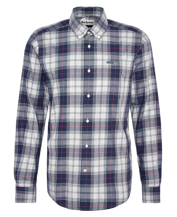 Barbour Wetheram Tailored Long-sleeved Shirt μπλε | BABO87845