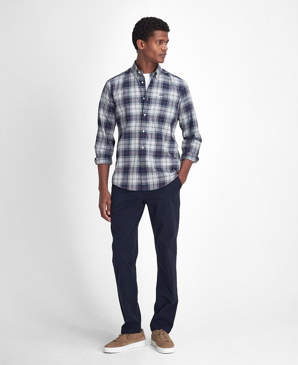 Barbour Wetheram Tailored Long-sleeved Shirt μπλε | BABO87845