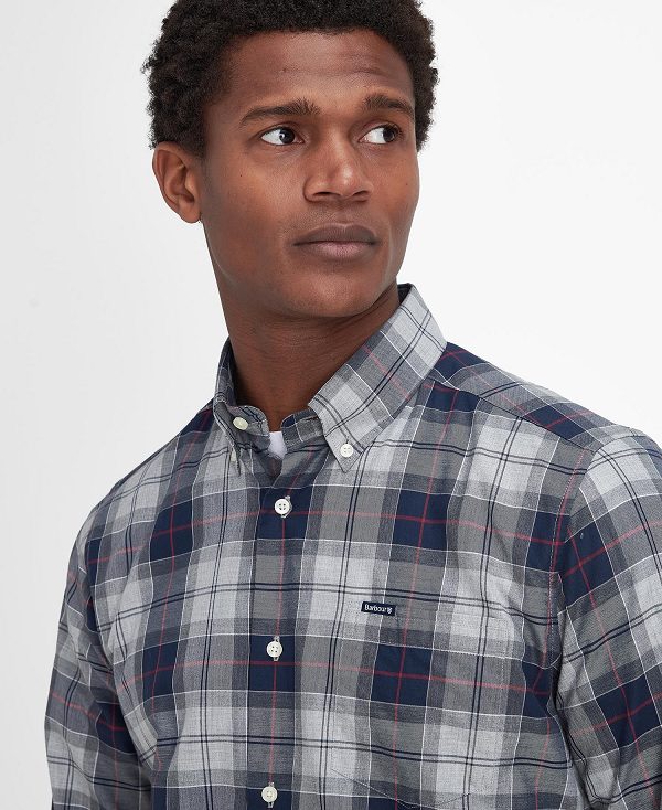 Barbour Wetheram Tailored Long-sleeved Shirt μπλε | BABO87845