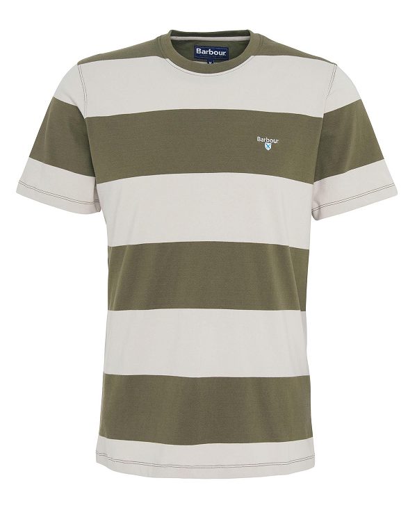 Barbour Whalton Striped T-shirt Ελιά | BABO88307