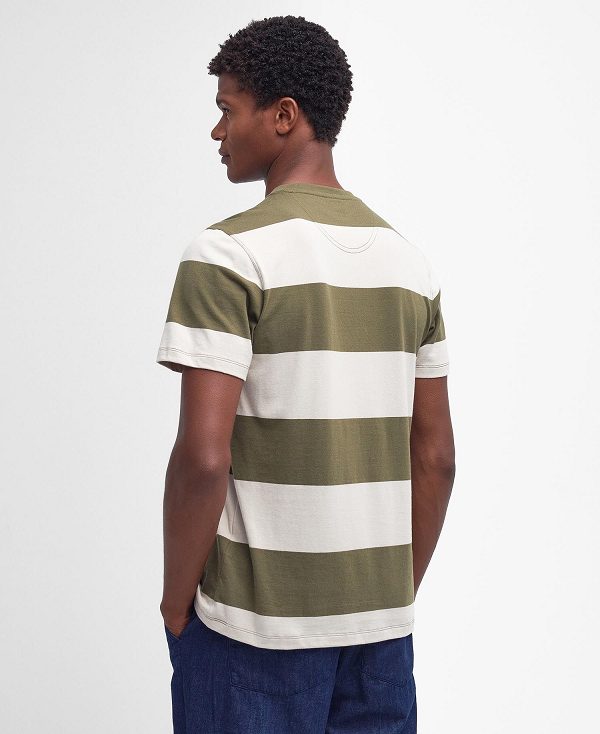 Barbour Whalton Striped T-shirt Ελιά | BABO88307