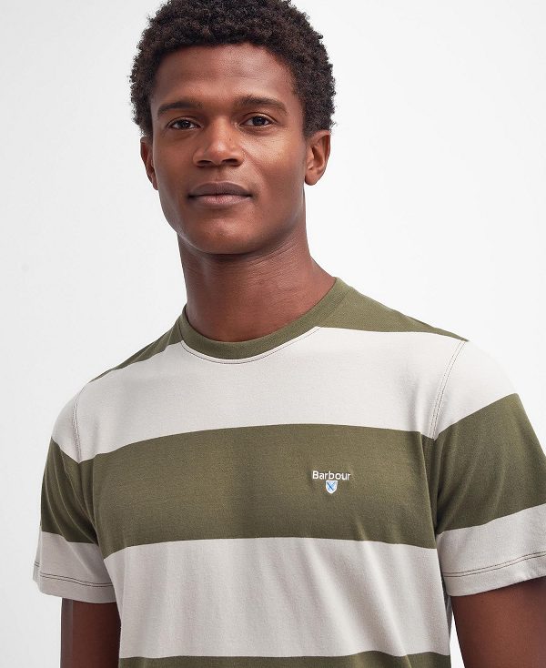 Barbour Whalton Striped T-shirt Ελιά | BABO88307