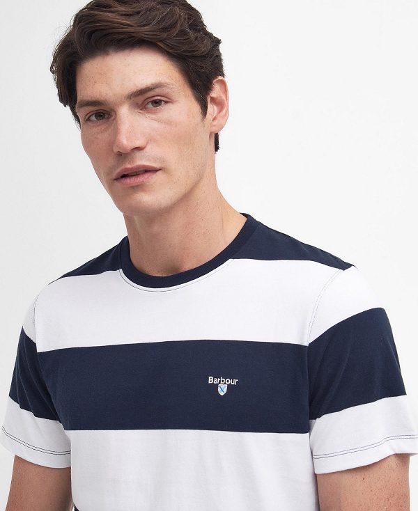 Barbour Whalton Striped T-shirt σκουρο μπλε | BABO88308