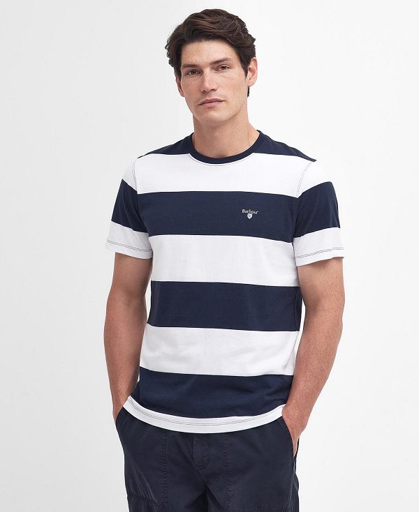 Barbour Whalton Striped T-shirt σκουρο μπλε | BABO88308