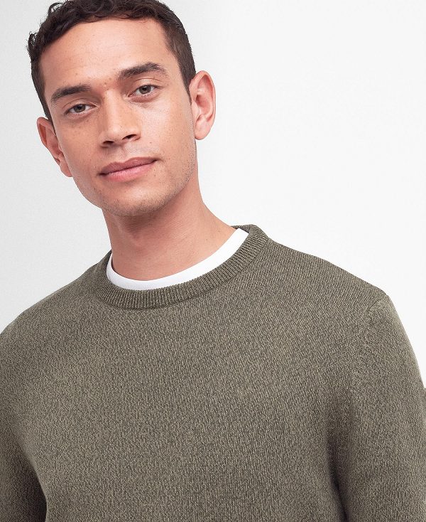 Barbour Whitfield Crew Neck Jumper Ελιά | BABO88612