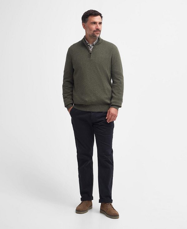 Barbour Whitfield Half-zip Jumper Ελιά | BABO88609