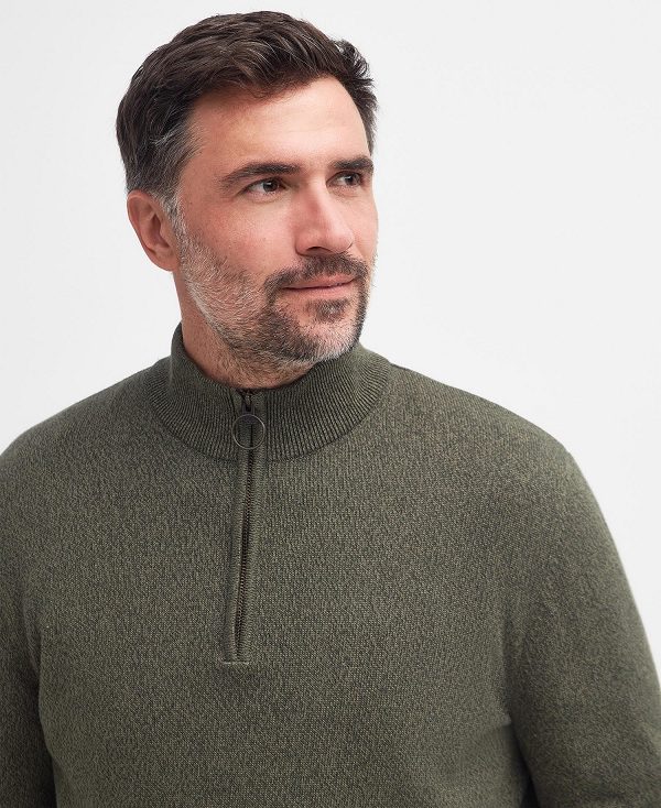 Barbour Whitfield Half-zip Jumper Ελιά | BABO88609